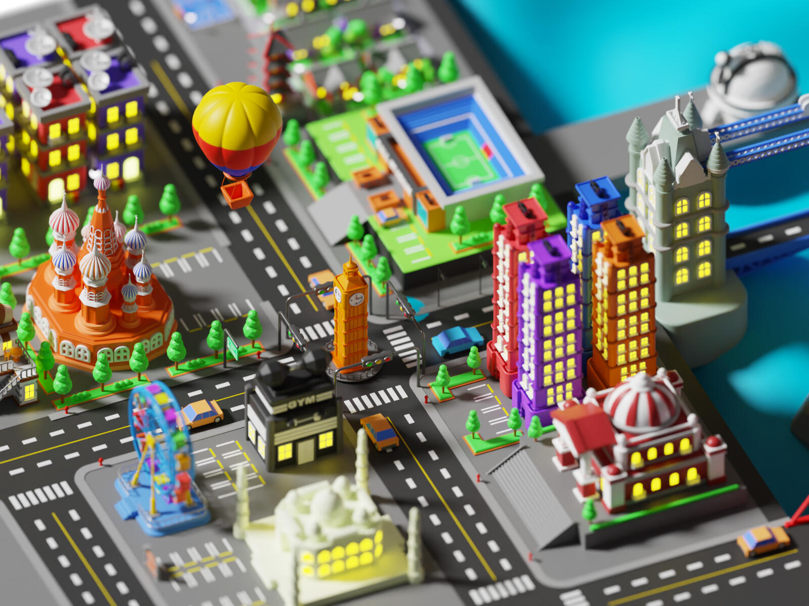 Cartoon 3D houses as part of 3D city builder